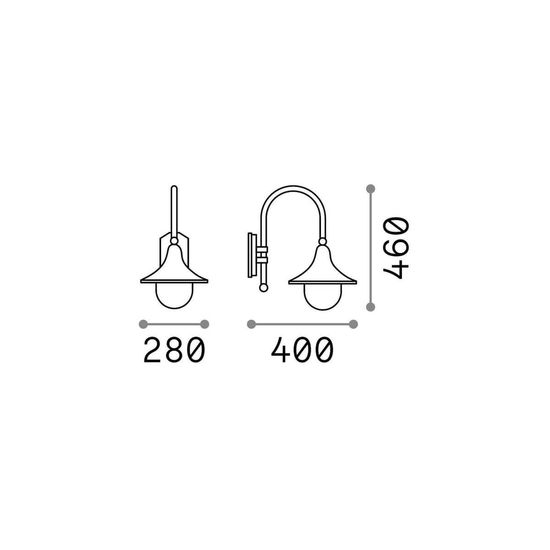 Ideal Lux CIMA Wandleuchte E27 dimmbar Schwarz IP43 024134