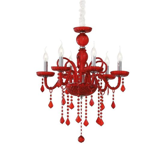 Ideal Lux GIUDECCA Pendelleuchte E14 6-fach ⌀580mm dimmbar Rot 027418