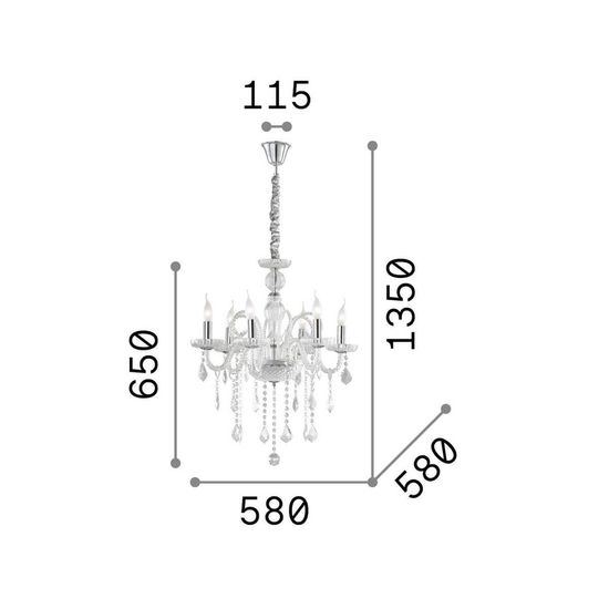 Ideal Lux GIUDECCA Pendelleuchte E14 6-fach ⌀580mm dimmbar Rot 027418