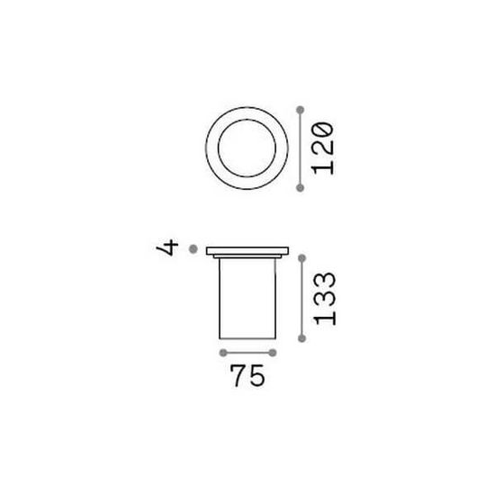 Ideal Lux PARK Einbauleuchte GU10 ⌀120mm dimmbar Stahlfarben IP67 032832