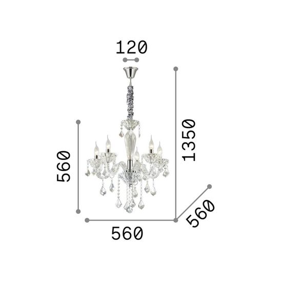 Ideal Lux TIEPOLO Pendelleuchte E14 5-fach ⌀560mm dimmbar Klar 034713