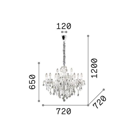 Ideal Lux FLORIAN Pendelleuchte E14 12-fach ⌀720mm dimmbar Chrom 035604