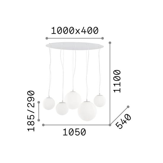 Ideal Lux MAPA BIANCO Pendelleuchte E27 5-fach dimmbar Weiss 043562