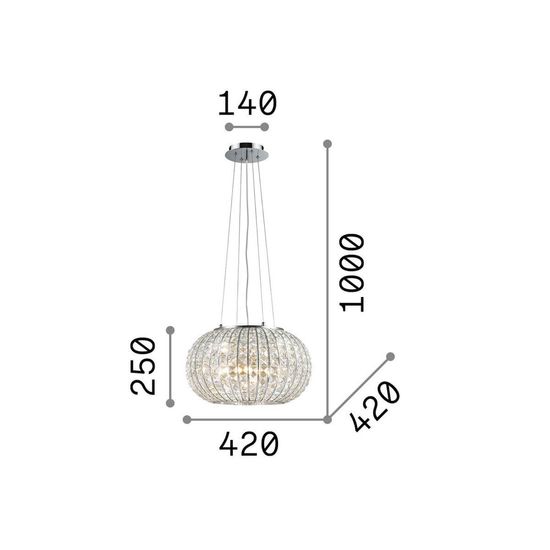 Ideal Lux CALYPSO Pendelleuchte E27 5-fach ⌀420mm dimmbar Chrom 044200