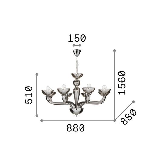 Ideal Lux CASANOVA Pendelleuchte E14 8-fach ⌀880mm dimmbar Klar 044255