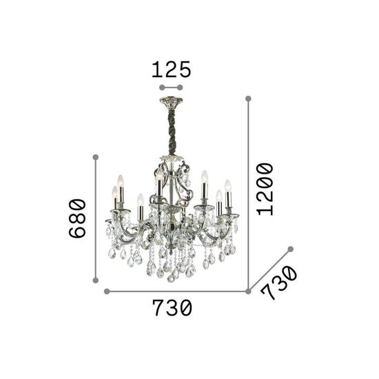 Ideal Lux GIOCONDA Pendelleuchte E14 8-fach ⌀730mm dimmbar Silber 044934