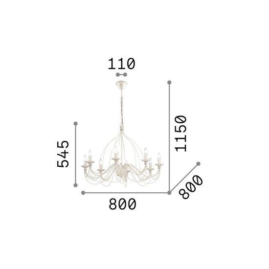 Ideal Lux CORTE Pendelleuchte E14 8-fach ⌀800mm dimmbar Rostfarben 057194