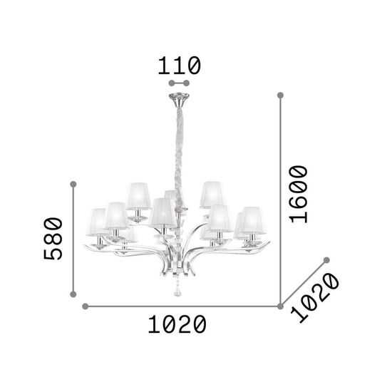 Ideal Lux PEGASO Pendelleuchte E14 12-fach ⌀1020mm dimmbar Weiss 066431