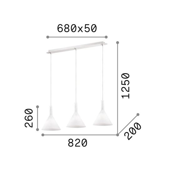 Ideal Lux COCKTAIL Pendelleuchte E14 3-fach ⌀200mm dimmbar Weiss 074245