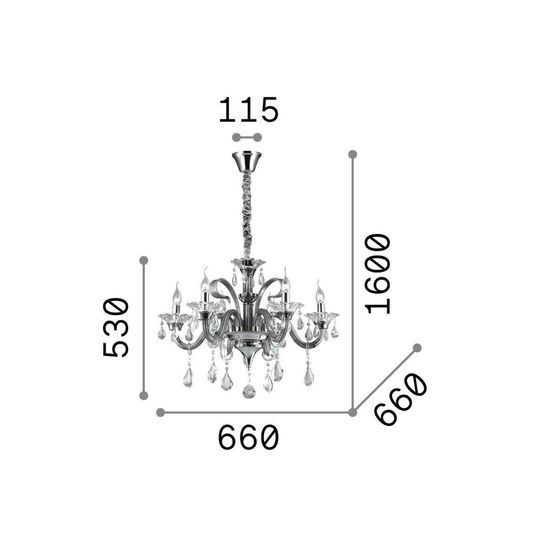 Ideal Lux COLOSSAL Pendelleuchte E14 6-fach ⌀660mm dimmbar Grau 081502