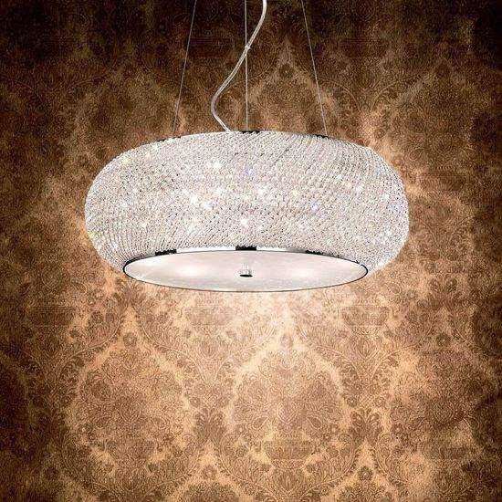 Ideal Lux PASHA' Pendelleuchte E14 6-fach ⌀400mm dimmbar Chrom 082158