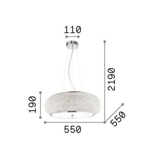 Ideal Lux PASHA' Pendelleuchte E14 10-fach ⌀550mm dimmbar Chrom 082196