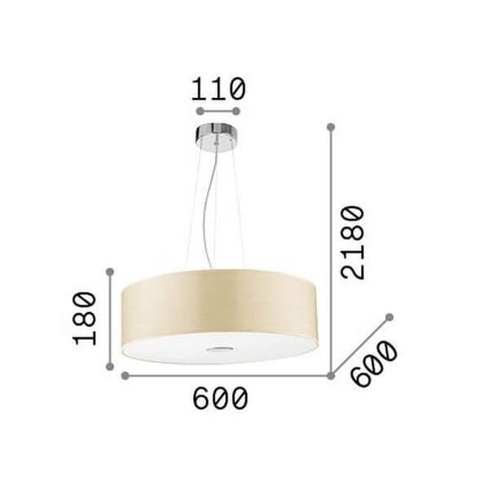 Ideal Lux WOODY Pendelleuchte E27 5-fach ⌀600mm dimmbar Holz 087719