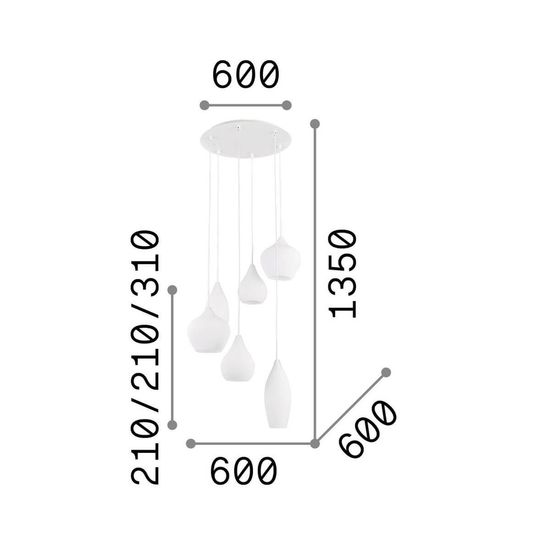 Ideal Lux SOFT Pendelleuchte E14 6-fach ⌀600mm dimmbar Weiss 087818