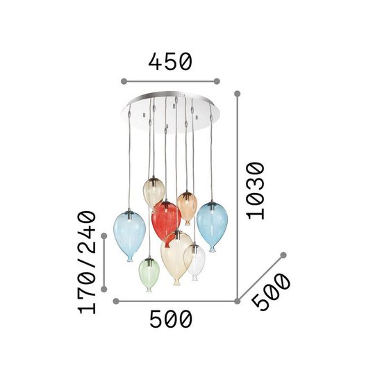 Ideal Lux CLOWN G9 Pendelleuchte 8x ⌀500mm dimmbar Weiss warmweiss 100883