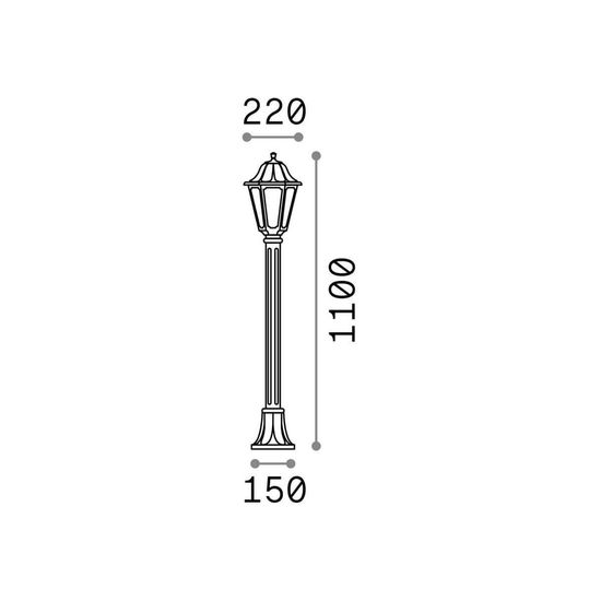 Ideal Lux DAFNE E27 Stehleuchte 23W ⌀220mm dimmbar Schwarz IP55 CCT einstellbare Lichtfarbe 101514