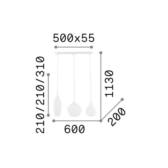 Ideal Lux SOFT Pendelleuchte E14 3-fach ⌀120/200/130mm dimmbar Weiss 111858