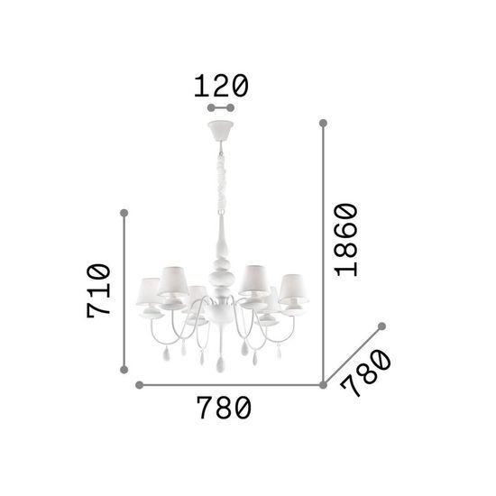 Ideal Lux BLANCHE Pendelleuchte E14 6-fach ⌀780mm dimmbar Schwarz 111872