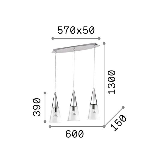 Ideal Lux CONO Pendelleuchte E14 3-fach ⌀150mm dimmbar Chrom 112367