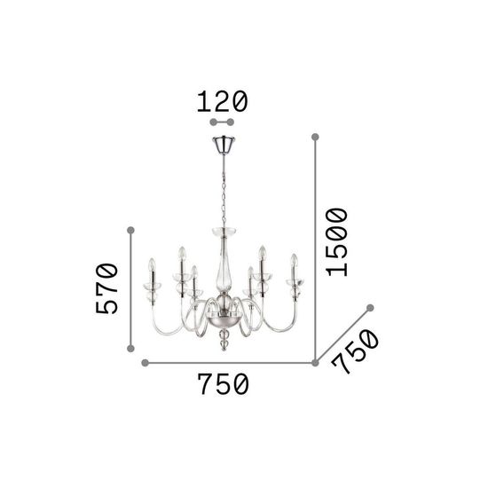 Ideal Lux DOGE Pendelleuchte E14 6-fach ⌀750mm dimmbar Weiss 113678