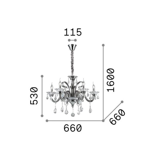 Ideal Lux COLOSSAL Pendelleuchte E14 6-fach ⌀660mm dimmbar Klar 114194