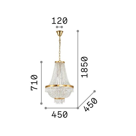 Ideal Lux CAESAR G9 Pendelleuchte 9x ⌀450mm dimmbar Gold warmweiss 114736