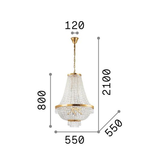 Ideal Lux CAESAR G9 Pendelleuchte 12x ⌀550mm dimmbar Gold warmweiss 114743