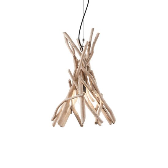 Ideal Lux DRIFTWOOD Pendelleuchte E27 ⌀350mm dimmbar Holz 129600