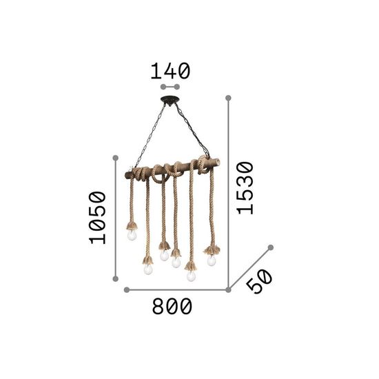 Ideal Lux CANAPA Pendelleuchte E27 6-fach dimmbar Natur 134826