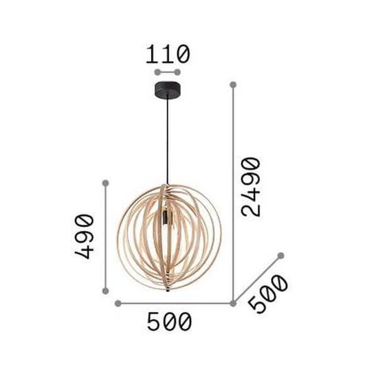 Ideal Lux DISCO Pendelleuchte E27 ⌀500mm dimmbar Holz 138275