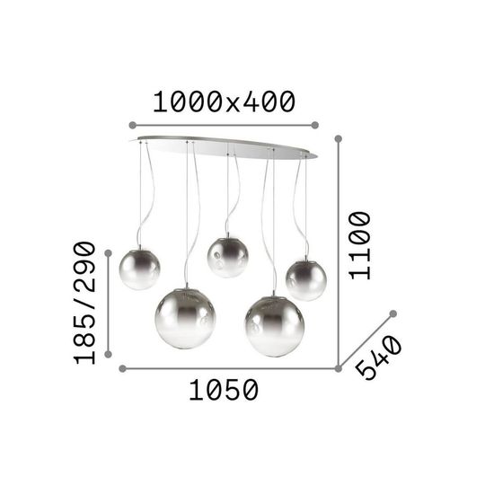 Ideal Lux MAPA FADE Pendelleuchte E27 5-fach dimmbar Chromrauchglas 140759