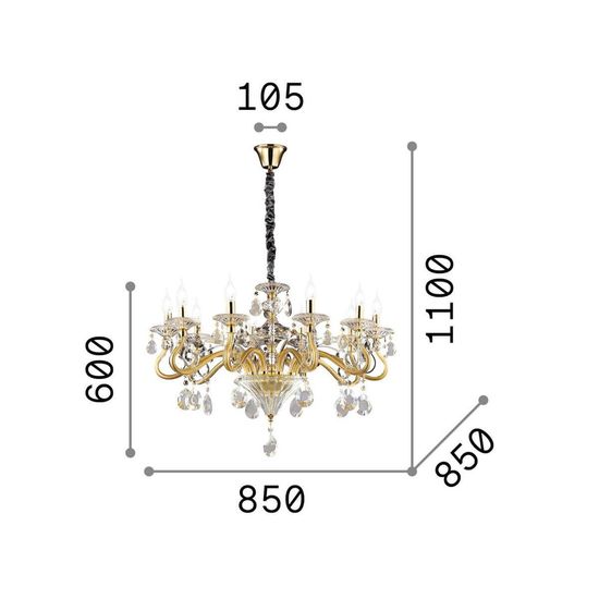 Ideal Lux NEGRESCO Pendelleuchte E14 10-fach ⌀850mm dimmbar Klar 141060