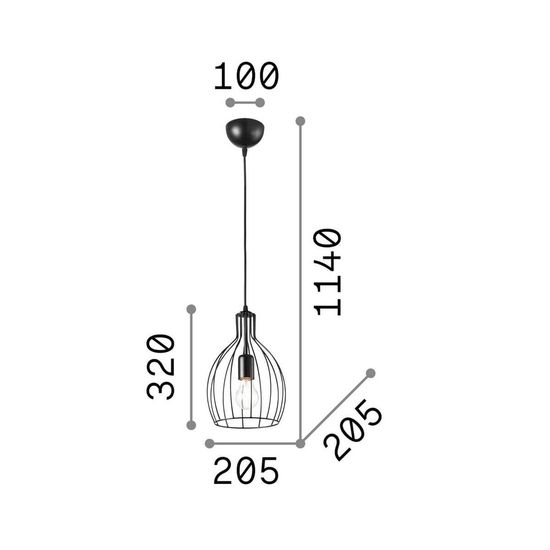 Ideal Lux AMPOLLA Pendelleuchte E27 ⌀205mm dimmbar Schwarz 148151