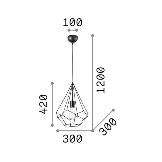 Ideal Lux AMPOLLA Pendelleuchte E27 ⌀300mm dimmbar Schwarz 148175