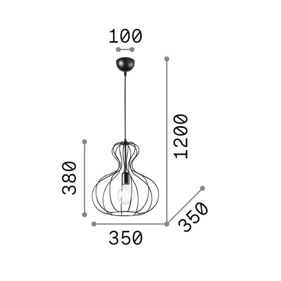 Ideal Lux AMPOLLA Pendelleuchte E27 ⌀350mm dimmbar Schwarz 148502