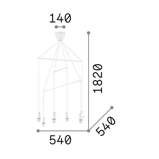 Ideal Lux POP Pendelleuchte E27 6-fach ⌀540mm dimmbar Schwarz 158815