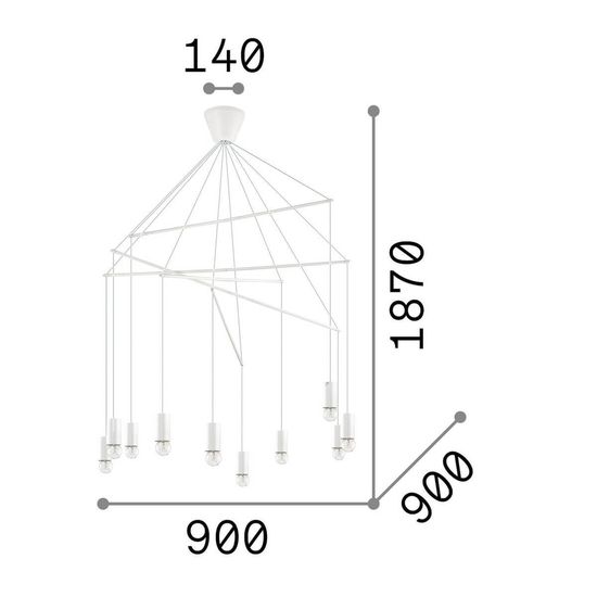 Ideal Lux POP Pendelleuchte E27 10-fach ⌀900mm dimmbar Schwarz 158860