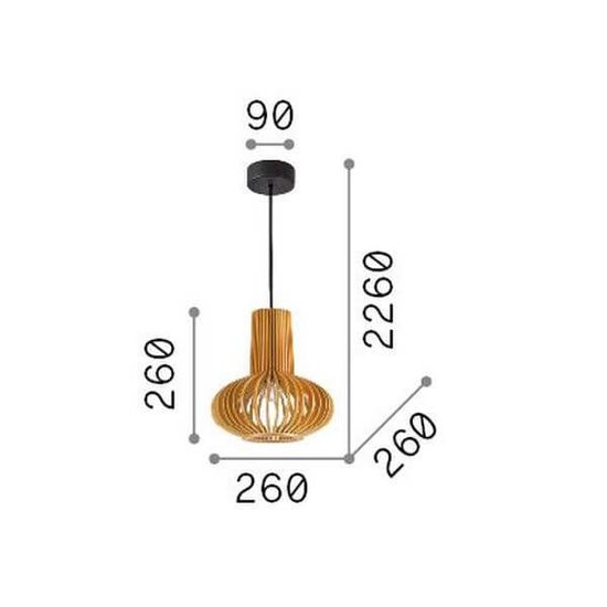 Ideal Lux CITRUS Pendelleuchte E27 ⌀260mm dimmbar Holz 159850