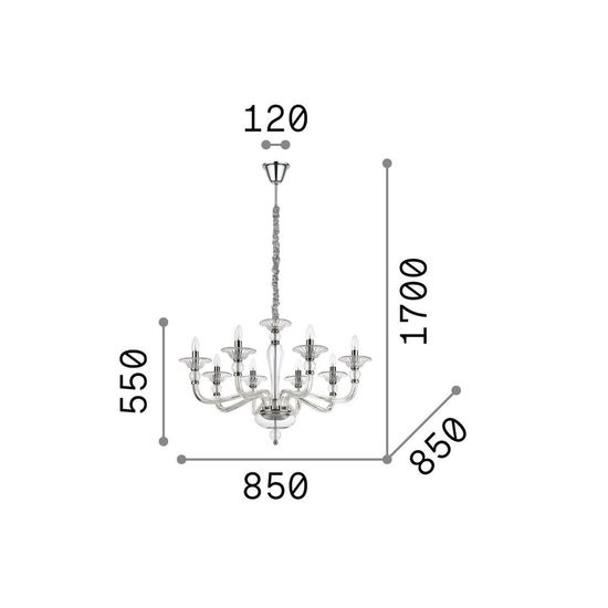 Ideal Lux DANIELI Pendelleuchte E14 8-fach ⌀850mm dimmbar Klar 159980