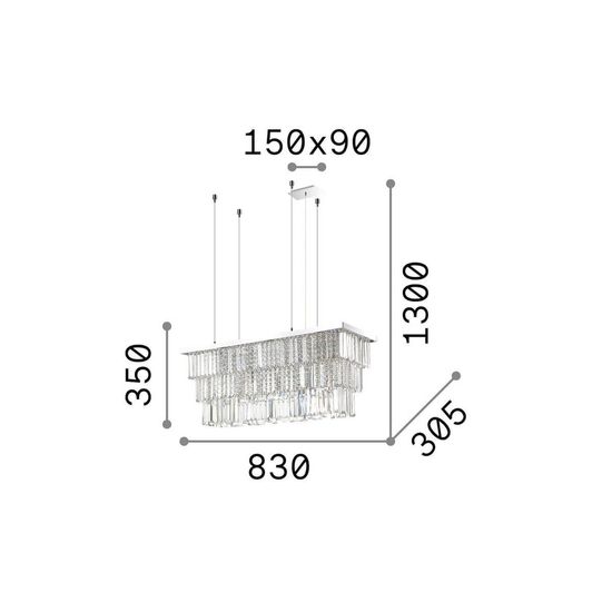 Ideal Lux MARTINEZ Pendelleuchte E14 6-fach dimmbar Chrom 166322