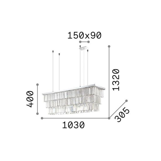 Ideal Lux MARTINEZ Pendelleuchte E14 8-fach dimmbar Chrom 166360