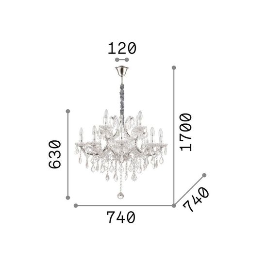 Ideal Lux NAPOLEON Pendelleuchte E14 12-fach ⌀740mm dimmbar Chrom 167251