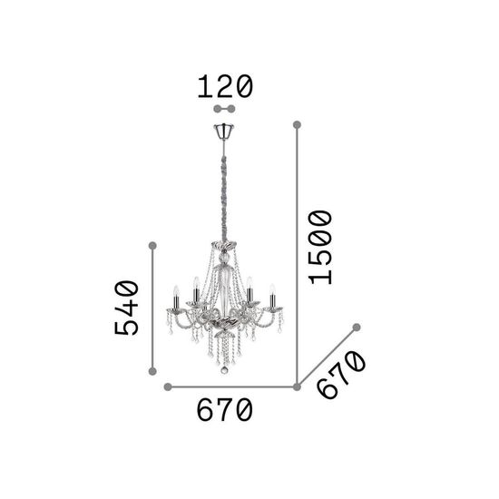 Ideal Lux AMADEUS Pendelleuchte E14 6-fach ⌀670mm dimmbar Klar 168753