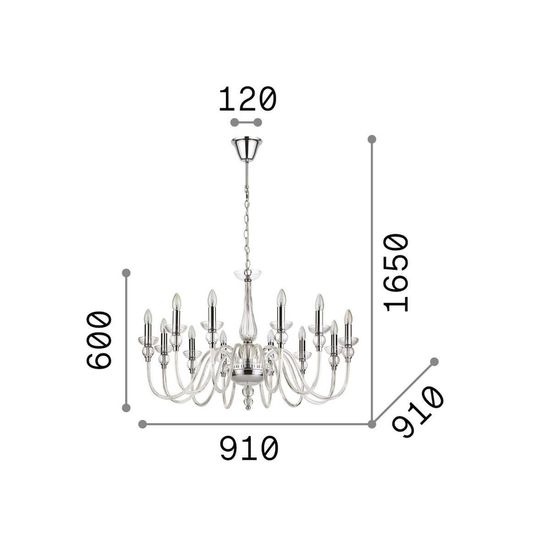 Ideal Lux DOGE Pendelleuchte E14 12-fach ⌀910mm dimmbar Klar 168906