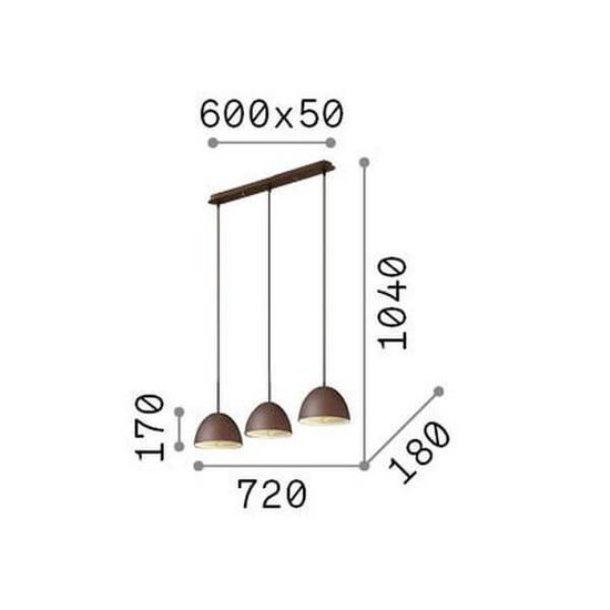 Ideal Lux FOLK Pendelleuchte E27 3-fach dimmbar Rostfarben 174235