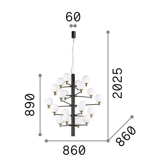 Ideal Lux COPERNICO G9 Pendelleuchte 20x ⌀860mm dimmbar Schwarz warmweiss 197333
