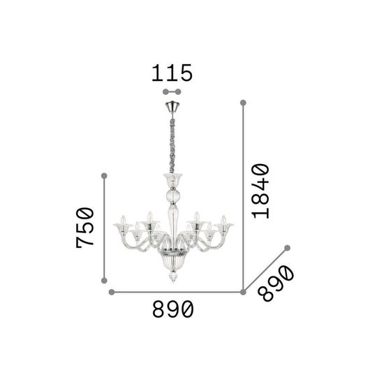 Ideal Lux BRIGITTA Pendelleuchte E14 8-fach ⌀890mm dimmbar Klar 199382