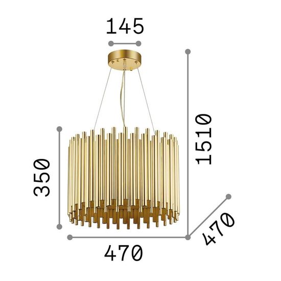 Ideal Lux PAN Pendelleuchte E27 5-fach ⌀470mm dimmbar Gold 208817