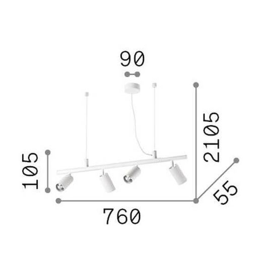 Ideal Lux DYNAMITE GU10 Pendelleuchte 4x dimmbar Weiss warmweiss 231372