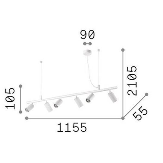 Ideal Lux DYNAMITE GU10 Pendelleuchte 6x dimmbar Weiss warmweiss 231433